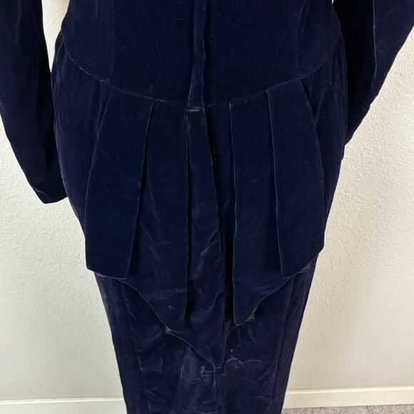 VTG Velvet Dress 10 Lace Neck Victorian Whimsygoth Edwardian McClintock 90s - Picture 5 of 12